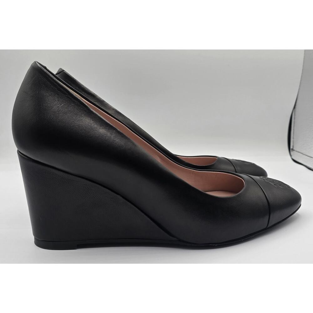 Taryn Rose Black Leather Wedge Pumps